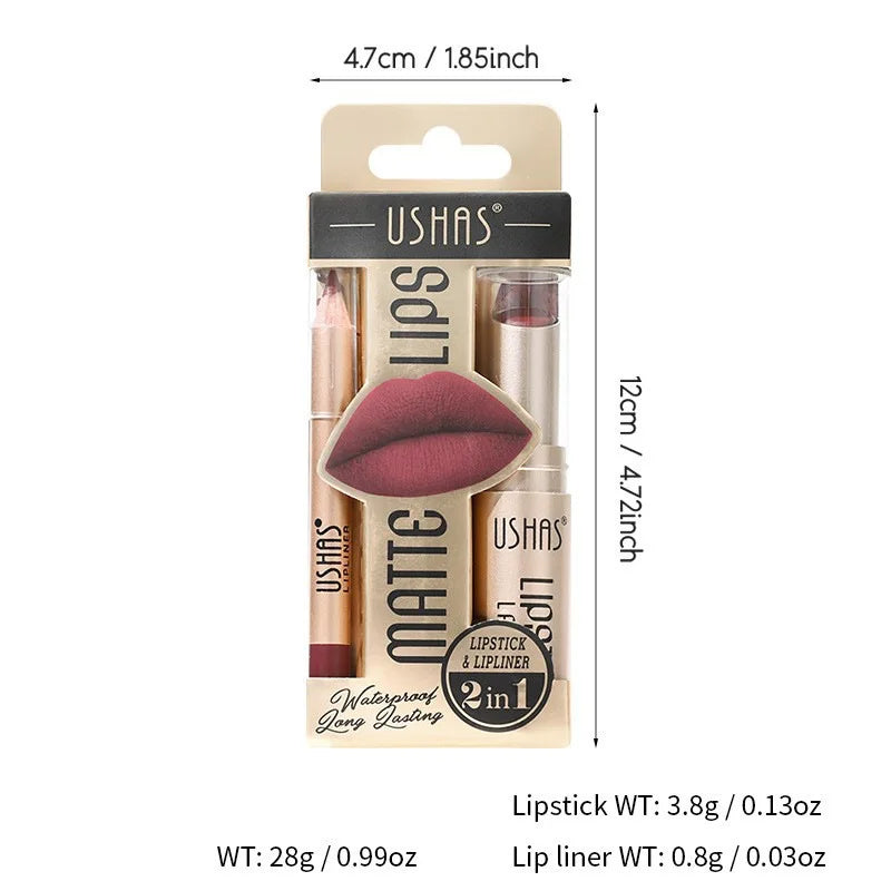 USHAS Matte Lipstick & Liner Set