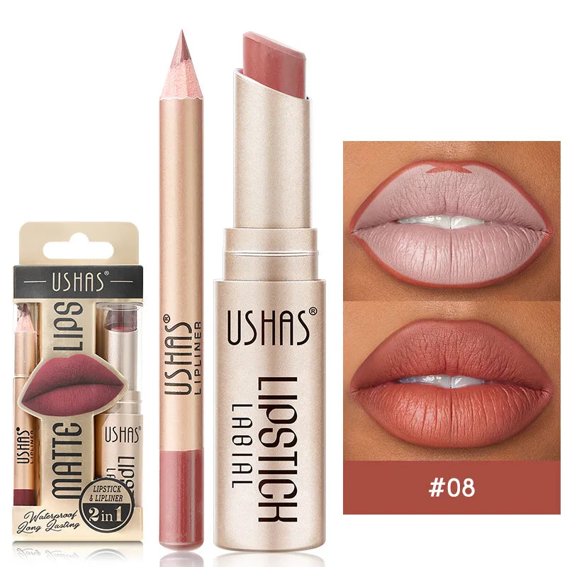 USHAS Matte Lipstick & Liner Set