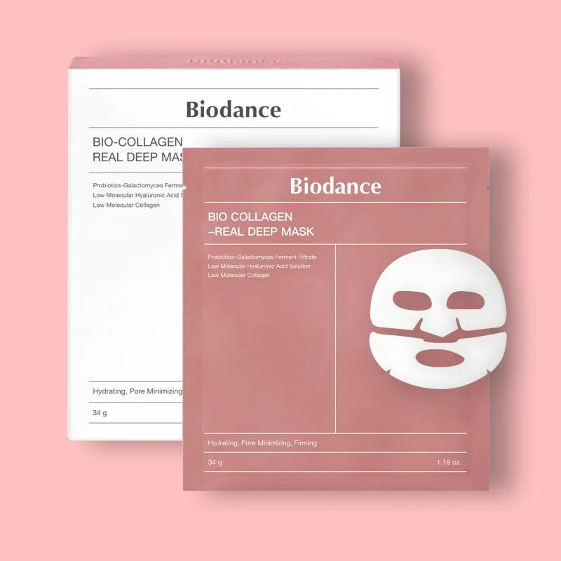 BIODANCE Bio-Collagen Deep Hydrating Gel Mask, Night Moisturizing, Shrinking Pores, Improving Elasticity, 4 Pieces per Box