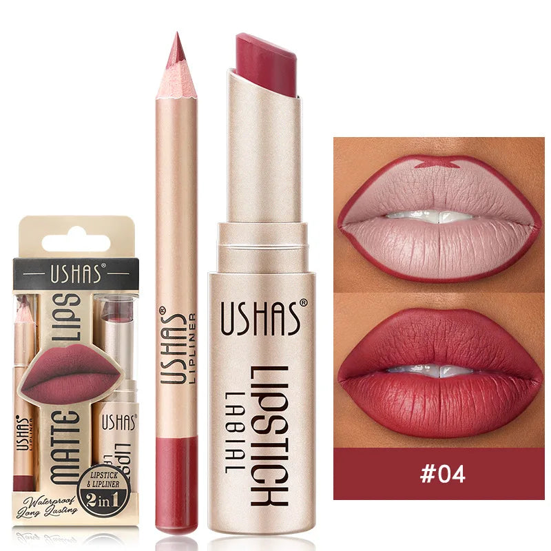USHAS Matte Lipstick & Liner Set
