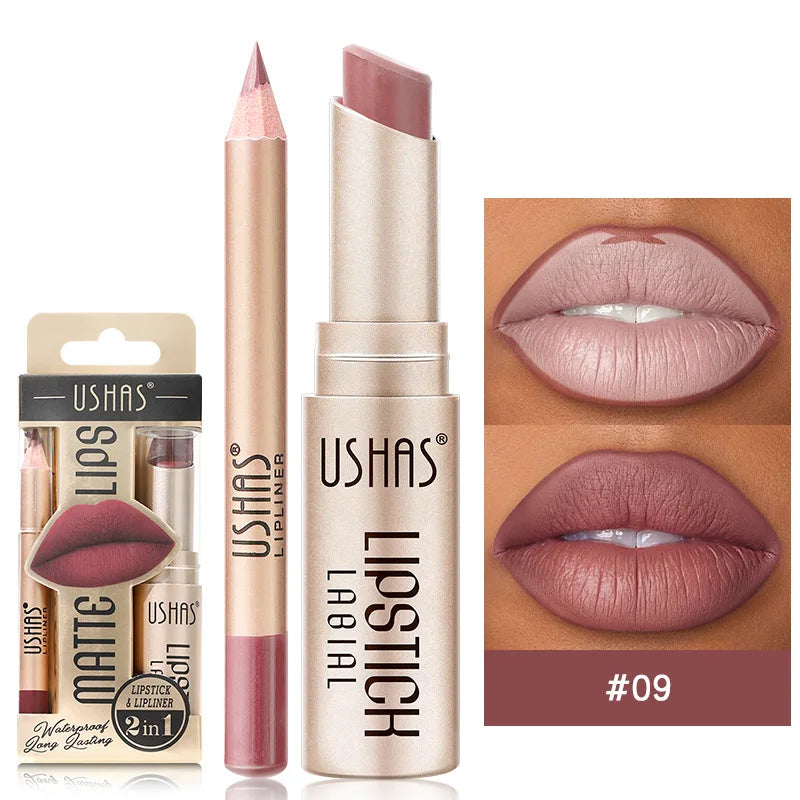 USHAS Matte Lipstick & Liner Set