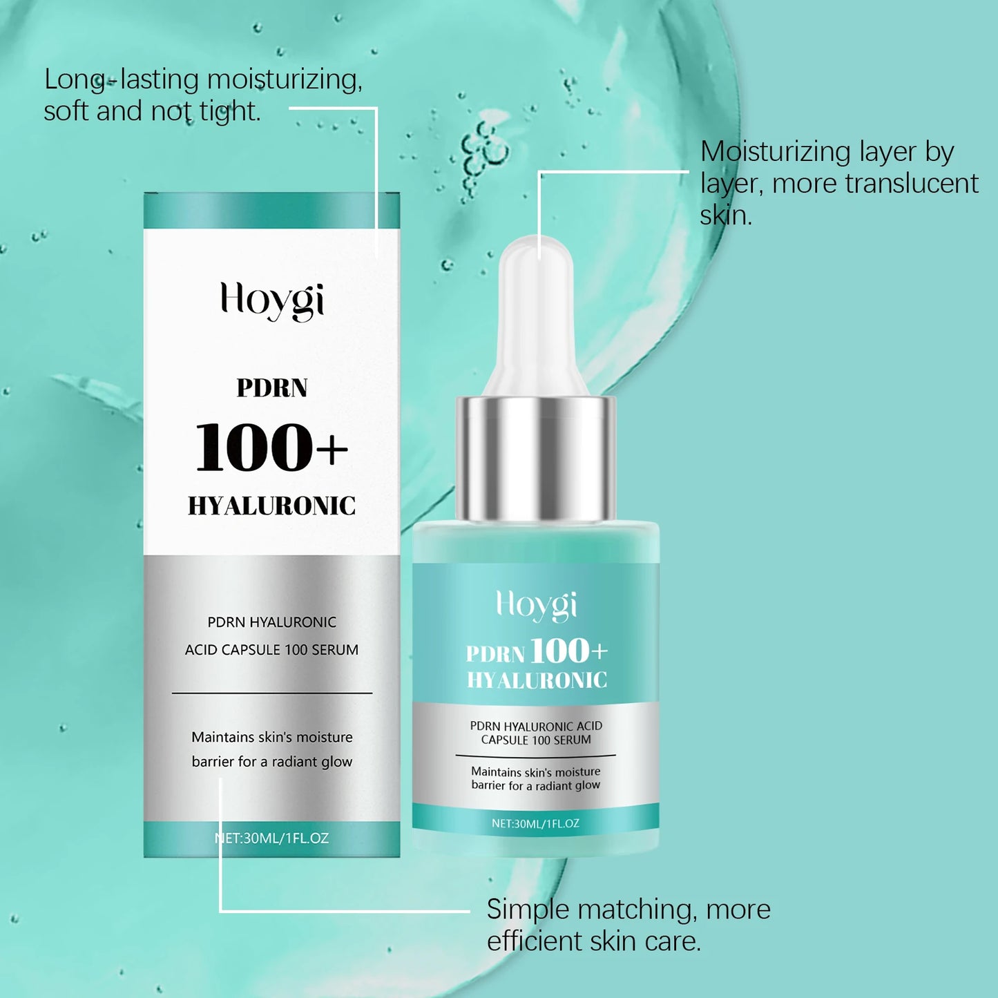 Hoygi 30ml Hyaluronic Acid Hydrating Serum Deep Moisturize Boost Elasticity Firm Brighten Even Skin Tone Relieve Dry