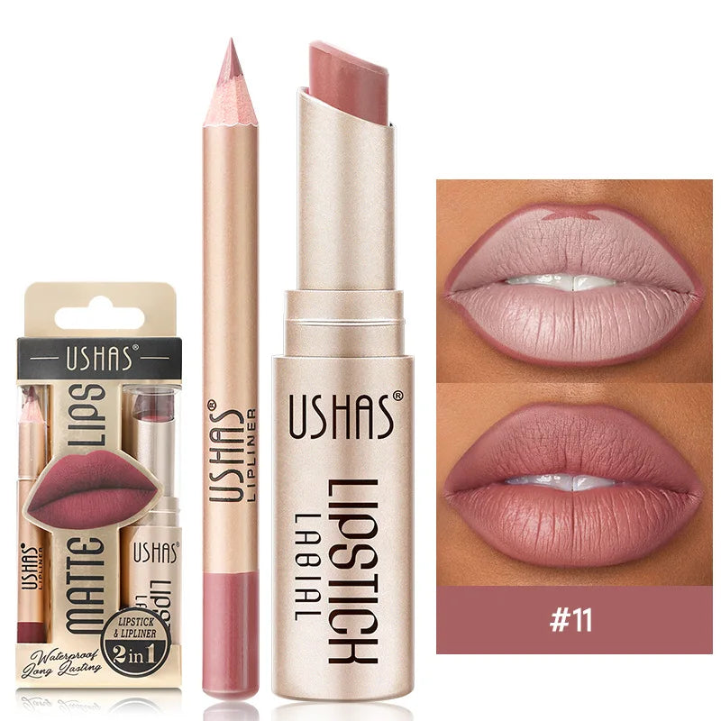USHAS Matte Lipstick & Liner Set
