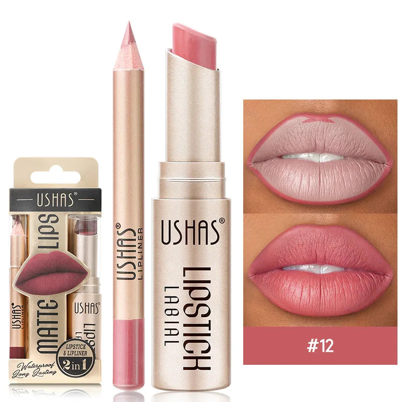 USHAS Matte Lipstick & Liner Set