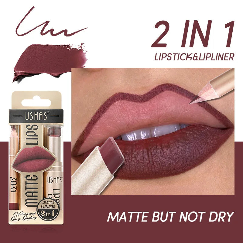 USHAS Matte Lipstick & Liner Set