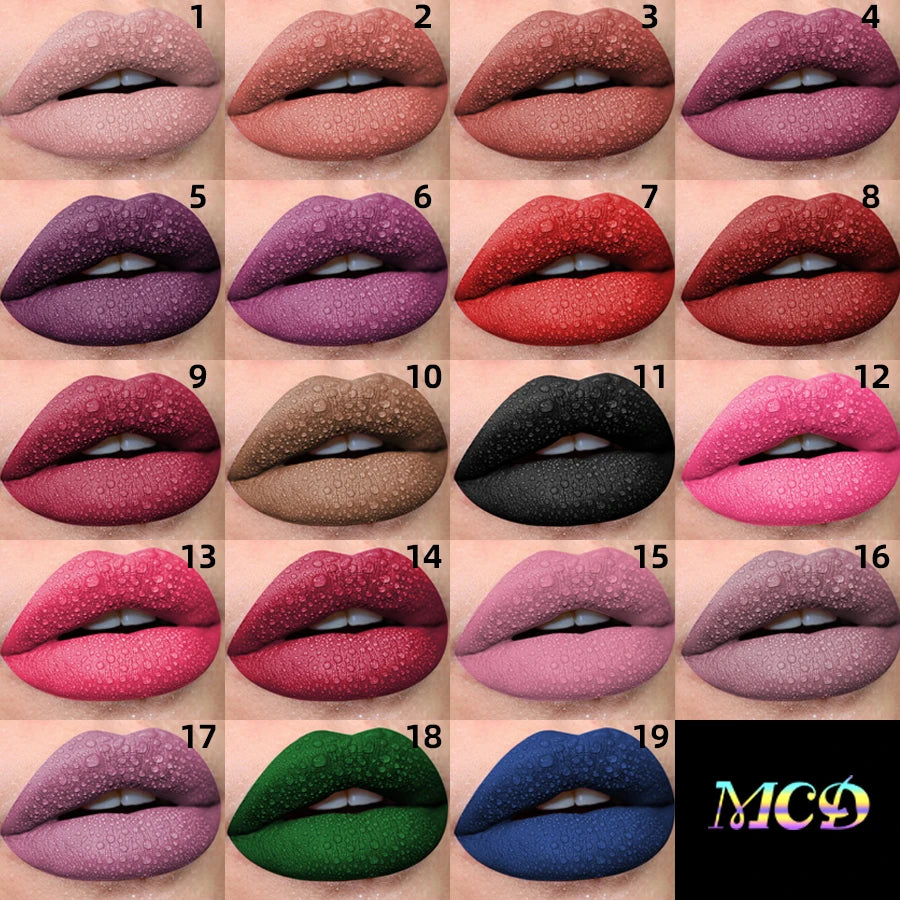 Matte Velvet Waterproof Liquid Lipstick – 19 Stunning Shades