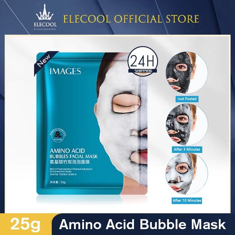 1~10PCS Oxygen Bubble Mask Black Sea Salt Moisturizing Bubble Facial Mask Deep Cleansing Skin Rejuvenation Shrink Pore Oil