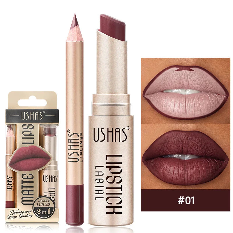 USHAS Matte Lipstick & Liner Set