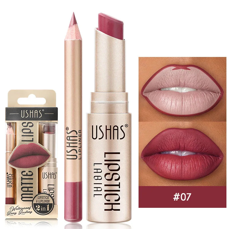 USHAS Matte Lipstick & Liner Set