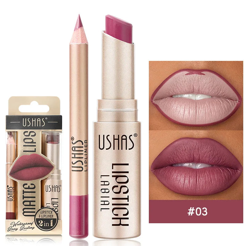 USHAS Matte Lipstick & Liner Set