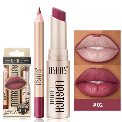 USHAS Matte Lipstick & Liner Set