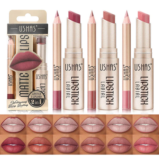 USHAS Matte Lipstick & Liner Set