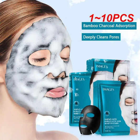 1~10PCS Oxygen Bubble Mask Black Sea Salt Moisturizing Bubble Facial Mask Deep Cleansing Skin Rejuvenation Shrink Pore Oil