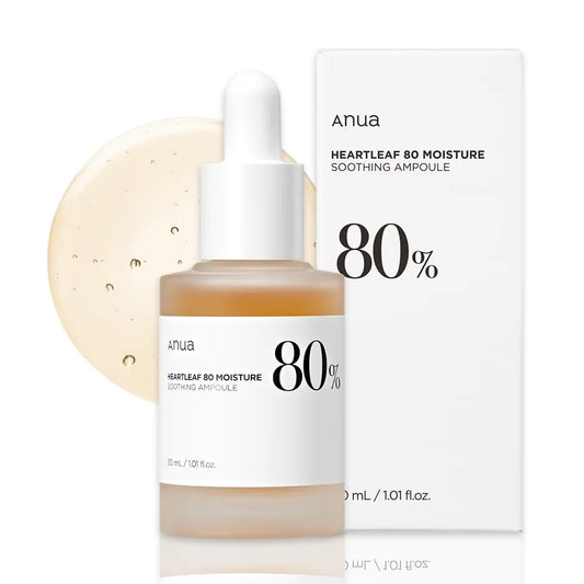 Anua Heartleaf 80 Soothing Ampoule Hydration Facial Serum for Glass Skin Gentle Formula with Panthenol Hyaluronic Acid NonGreasy