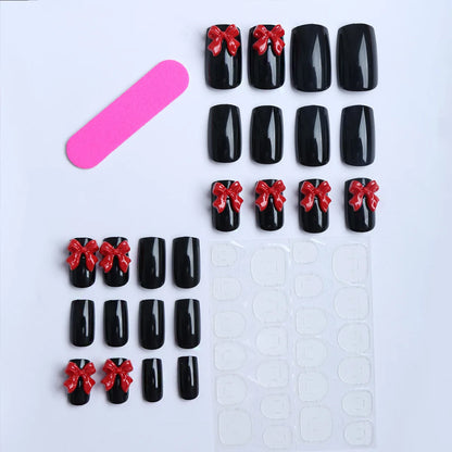 3D Bowknot French Press-On Nails (24pcs)
