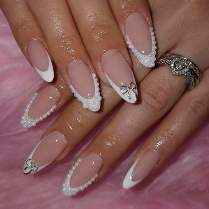 3D Bowknot French Press-On Nails (24pcs)