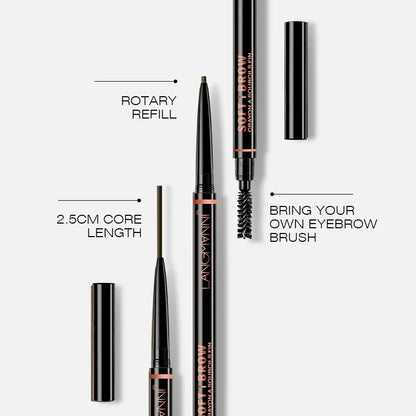Langmanni Double headed Rotable Eyebrow Pen with a 1.5mm diameter Fine refill Waterproof Wild Eyebrow Pen and Eyebrow Brush